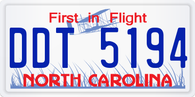 NC license plate DDT5194