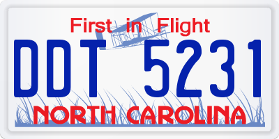 NC license plate DDT5231