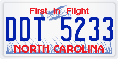NC license plate DDT5233