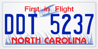 NC license plate DDT5237