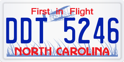 NC license plate DDT5246