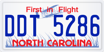 NC license plate DDT5286
