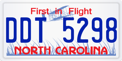 NC license plate DDT5298