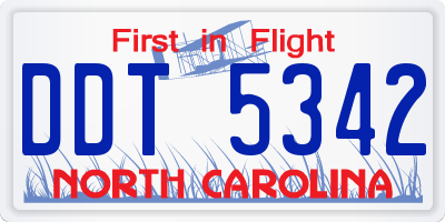NC license plate DDT5342