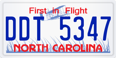 NC license plate DDT5347