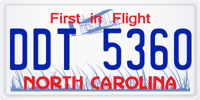 NC license plate DDT5360