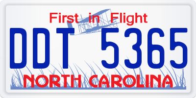 NC license plate DDT5365