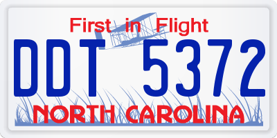NC license plate DDT5372