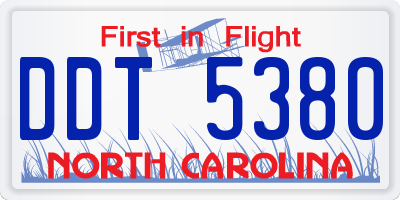 NC license plate DDT5380