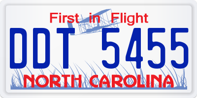 NC license plate DDT5455
