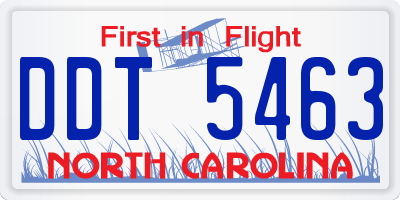 NC license plate DDT5463