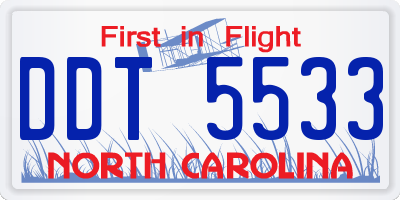 NC license plate DDT5533