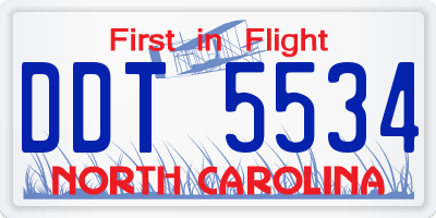 NC license plate DDT5534