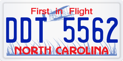 NC license plate DDT5562