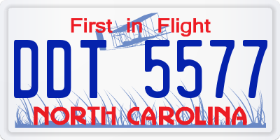 NC license plate DDT5577