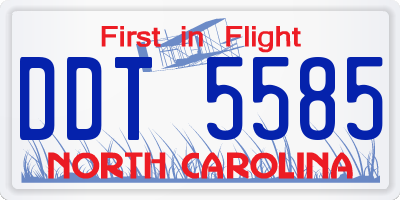 NC license plate DDT5585