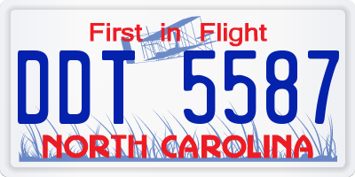 NC license plate DDT5587