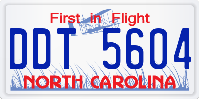 NC license plate DDT5604