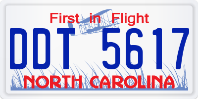 NC license plate DDT5617
