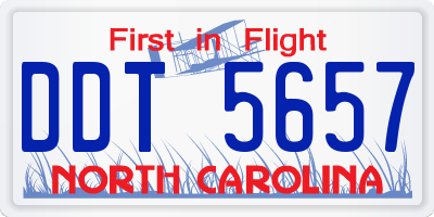 NC license plate DDT5657