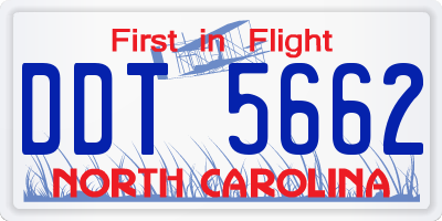 NC license plate DDT5662