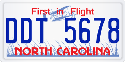 NC license plate DDT5678