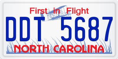 NC license plate DDT5687