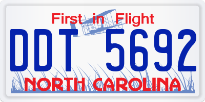 NC license plate DDT5692