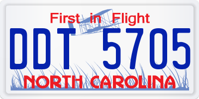 NC license plate DDT5705