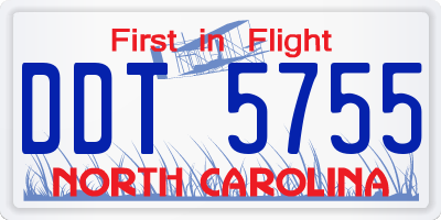 NC license plate DDT5755