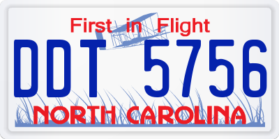 NC license plate DDT5756