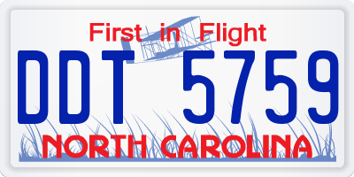 NC license plate DDT5759