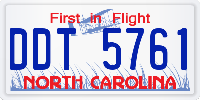 NC license plate DDT5761