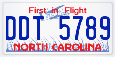 NC license plate DDT5789