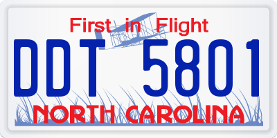 NC license plate DDT5801