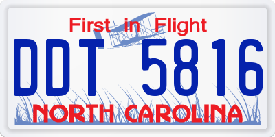 NC license plate DDT5816