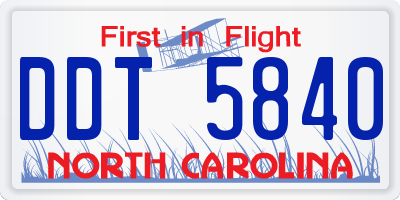 NC license plate DDT5840
