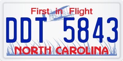 NC license plate DDT5843