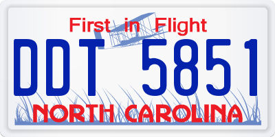 NC license plate DDT5851