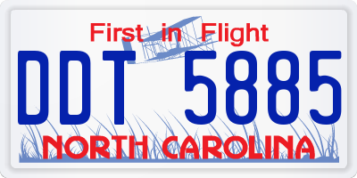 NC license plate DDT5885