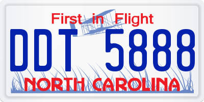 NC license plate DDT5888