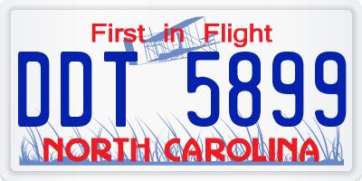 NC license plate DDT5899