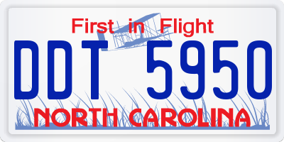 NC license plate DDT5950