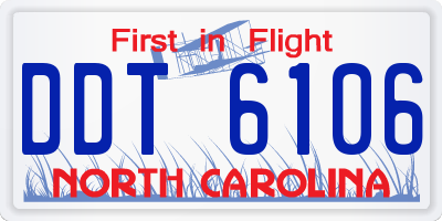NC license plate DDT6106