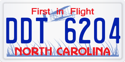NC license plate DDT6204