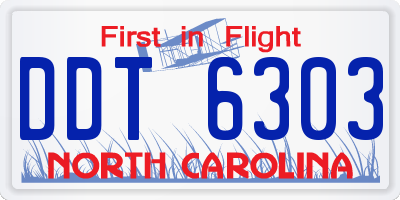 NC license plate DDT6303
