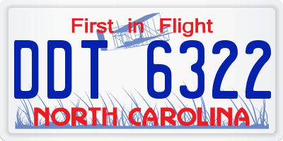 NC license plate DDT6322