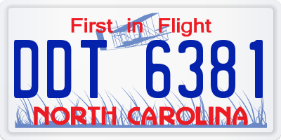 NC license plate DDT6381