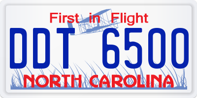 NC license plate DDT6500