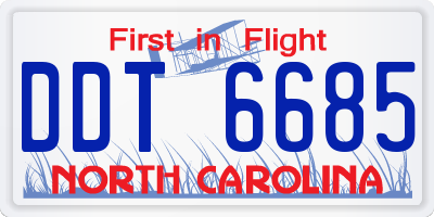 NC license plate DDT6685